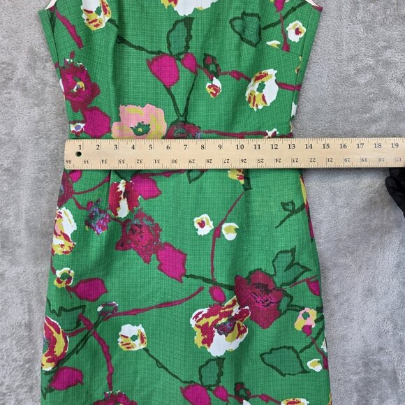 J Crew Dress Womens 0 Green Floral Sleeveless Sheath Pockets Style G2657 Spring - Picture 4 of 10
